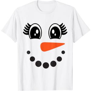 Snowman Girl Face For Girls Christmas Winter T-Shirt, S