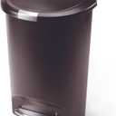 simplehuman 50 Liter / 13 Gallon Semi-Round Kitchen Step Trash Can with Secure Slide Lock, Mocha Plastic