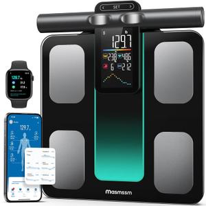 Smart Scale for Body Weight and Fat, 8-Electrode Full-Body Composition Scale with Handle, Dual-Frequency BIA, 28 Body Metrics, High Accuracy, Syncs with Apple Health & Google Fit, FSA&HSA Eligible