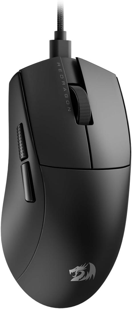 Redragon M724 Wired Gaming Mouse, 42G Ultra-Light 12,400 Max DPI Optical Gaming Mouse with 5 Programmable Buttons, Ergonomic Natural Grip Build, Software Supports DIY Keybinds & DPI, Black