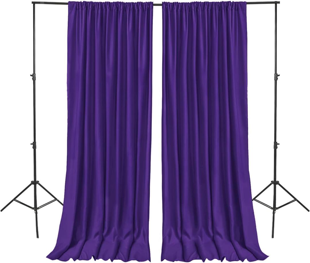 Hiasan Purple Backdrop Curtains for Parties, Polyester Photography Backdrop Drapes for Family Gatherings, Wedding Decorations, 5ftx10ft, Set of 2 Panels (W5' x H10'2 PCS)