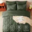 CozyLux California King Comforter Set Olive Green - 7 Pieces Cal King Pintuck Bed in A Bag Gift for Family, Pinch Pleat Bedding Sets with All Season Comforter, Sheets, Pillowcases & Shams