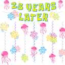 25 Years Later Birthday Banner Carton Banner Jelly Fish Hanging Swirls Garlands Sea Animals Hanging Banner for Birthday Party Decorations Supplies Party Favors