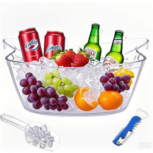 6L Ice Bucket with 1pc Scoops and 1 Wine Beer BottleOpener,Large Clear Acrylic Ice Bucket for for Wine Champagne Mimosa Cocktail Bar Picnic Fruit Storage Basket (1PC 6L)
