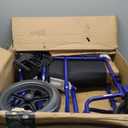 Medline Lightweight Foldable Transport Wheelchair with Handbrakes and 12-Inch Wheels, Blue Frame, Black Upholstery (Blue)