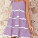 ZESICA Women's Summer Swing Mini Dress Casual Spaghetti Straps Sleeveless Smocked Backless Flowy A Line Sundress (Purple, M)