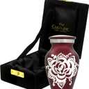 THE CURATOR Red Rose Urn for Ashes - Mini Ash Small Urn with Free Premium Velvet Box & Bag - Keepsake Urn Perfect for Adults & Infants - Cremation Urns for Ashes