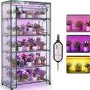 Indoor Greenhouse with Grow Lights & Wheels, 5 Tier Wire Shelf PVC Tent Portable Mini Green House Cabinet Kit for Plant Seed Starting Mushroom Grow