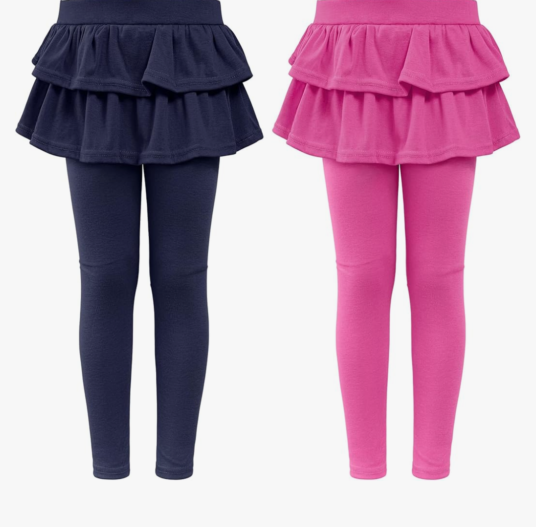 Girls Leggings with Skirt for Girls Kids School Uniform Pants Toddler Ruffle Pants Tutu Pull On Warm Clothes 4-5Years
