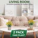 2 Pack Small Fake Plants Potted Artificial Plants Artificial Flowers Potted Faux Flower Daisy with Eucalyptus Leaves for Home Decor Office Room Farmhouse Indoor Table Bathroom DecorYellow