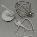 3-Piece Kit Attachments for KitchenAid Tilt-Head Stand Mixer, Accessories Stainless Steel K45WW Wire Whip, K45DH Dough Hook and K45B Coated Flat Blade Paddle with Scraper