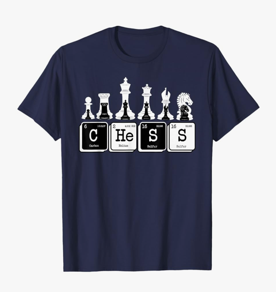 Funny Chess Set Pieces Periodic Table Board Game Player Gift T-Shirt (Medium)