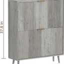 Shoe Cabinet Storage,Modern Freestanding Organizer with 2 Flip Drawers,Narrow Shoe Rack Cabinet for Entryway,Grey
