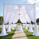40ft15ft White Backdrop Curtain for Wedding Parties, 8 Panels Wrinkle Free 15 FT Long Polyester Photo Backdrop Drapes Back Drop Cloth for Birthday Photography Background, W5' x H15'