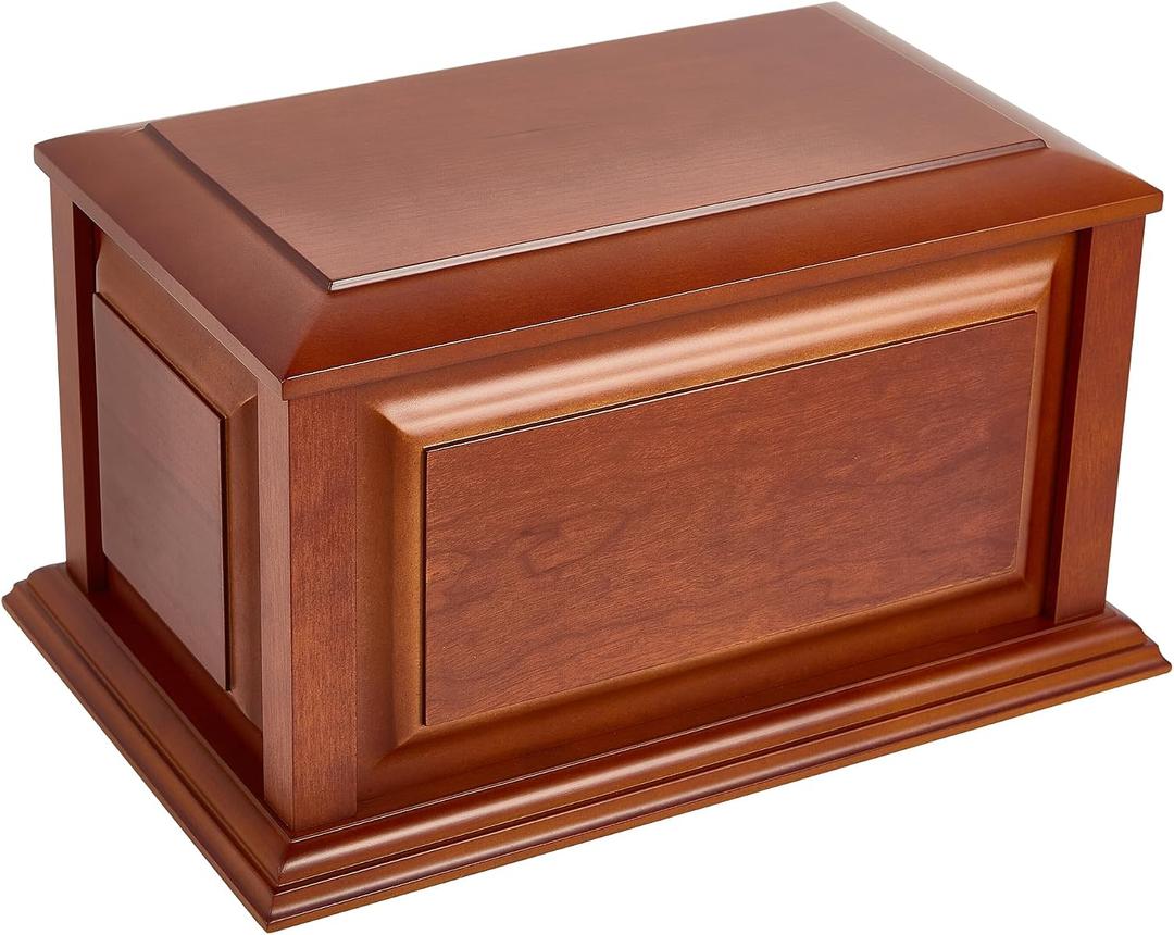 Handcrafted Extra Large Wooden Funeral Cremation Urn Box for Adult Human Ashes up to 320lbs