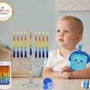 Dripless Hanukkah Candles Deluxe Sunburst Tri Colored Hand Decorated Hanukkah Candles 45 Count for All 8 Nights of Hanukkah 1-Hour Burn Time