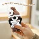 5 x Inspiring Crochet Animals Handmade Positive Gnome, Emotional Support Crochet Gift for Boy/Girl, Daughter Mom Grandma Women Birthday Gifts Ideas (Brown)