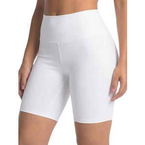 Conceited High Waisted Ultra Soft Leggings for Women - Full Length, Capri Length and Biker Shorts  (Large-X-Large, White)