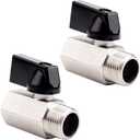 3/8" Mini Ball Valve, 2pcs Brass NPT Threads Female x Male Shut-Off Valve Switch
