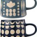 YouPeng Coffee Mugs Set of 2, Portty Coffee Mugs with Handle for Tea, Cocoa, Juice, Gift, 14 Ounce Coffee Cups Ceramic for Office and Home, Blue and Green