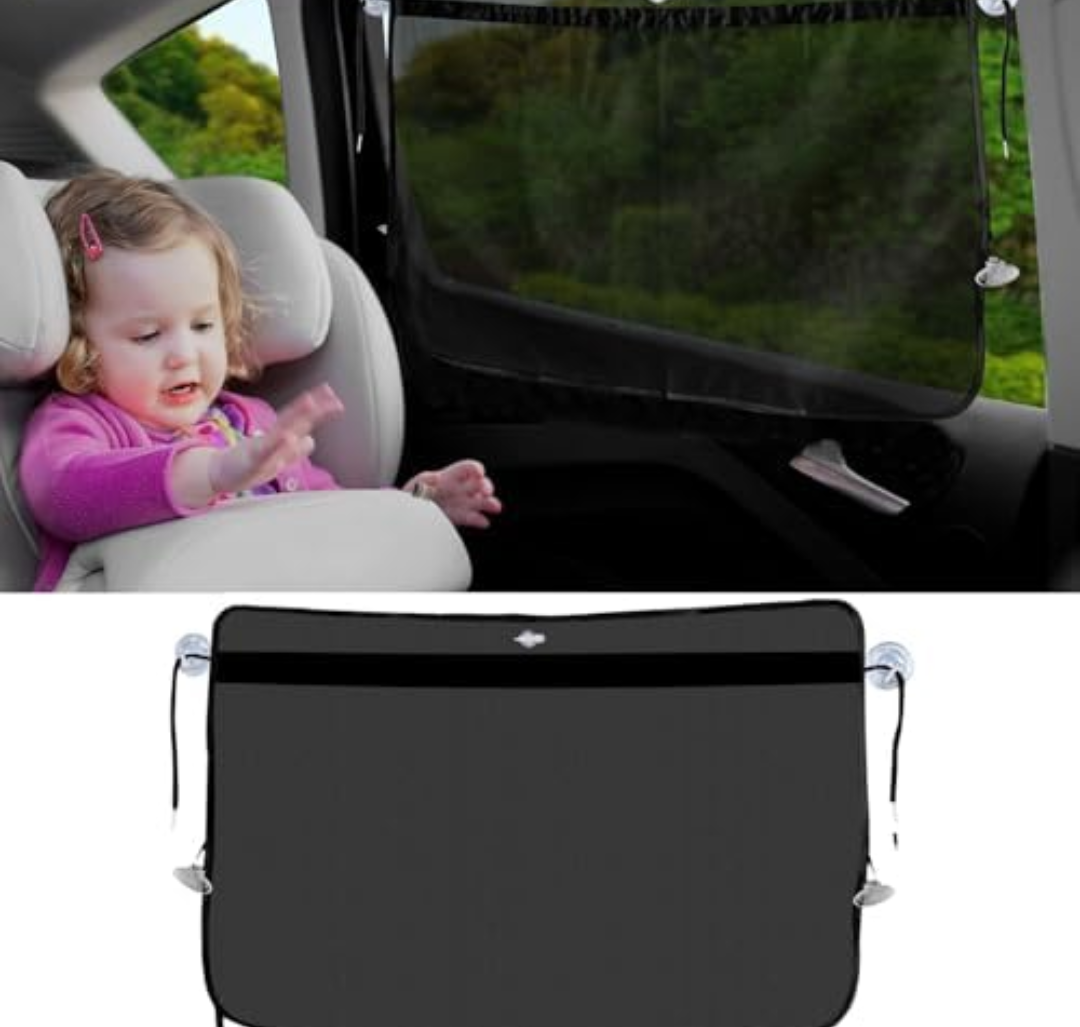 Ovege Car Window Shades for Baby 2pcs Side Window Sun Shade for Car Window Screen Universal Suction Cup with String-Slide to Open (Mesh, Magnetic &Suction Cup) (Mesh, 3 Suction Cup), Pack of 2