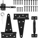 Heavy Duty Gate Hardware Kit,with Self Locking Gate Latch,2 PCS 6inch T-Hinges,1 PC 6.5inch Gate Handle