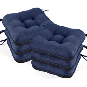 BETU Chair Cushions for Dining Chairs Set of 6,Kitchen Table Chair Pads with Ties,Non Slip Backing and Covers, Seat Cushion for Dining Room,Bar,Patio Chairs,15.5"X15.5"X3.5"