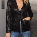 EXTRO&VERT Women Blazer Lightweight Long Sleeves Single Button Slim Casual Business Office Outfit (Black, XXL)