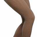 Fleece Lined Tights Women Sheer Warm Pantyhose Leggings Fake Translucent Thermal Winter Thick Tights for Dresses (Small, Middle Fishnet)