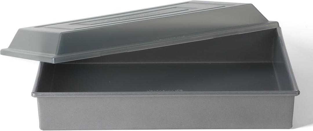 Calphalon Titan Commercial Quality Natural Aluminum PFA Free Nonstick 13 x 9 Inch Cake Pan with Lid, Durable Heavy Duty Bakeware for Even Heating, Oven Safe Baking Dish for Cakes