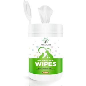 Flea and Tick Wipes for Dogs & Cats, Dog Flea and TIick Treatment Prevention Wipes, All Natural Grooming Wipes for Cleaning, Help with Ticks, Fleas, Eggs & Larvea, 160 Count