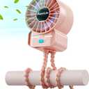 Multifunctional Portable Stroller Fan 4 Speed 6600rpm High Speed Usb Rechargeable Personal Mini Handheld Fan Extended Tripod For Desktop Winding Kids Bed Treadmill Bike Golf Cart Outdoor Travel