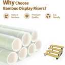 4 x Bamboo Display Risers, 4 Tier Cologne Stand Perfume Organizer for Men, Large Cupcake Dessert Shelf for Party, Riser Stand for Decoration and Organizer, Party, Makeup, Figures, Cupcake