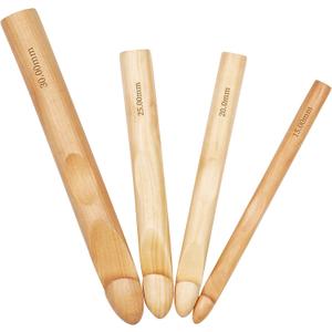 Coopay Large Crochet Hooks 15mm 20mm 25mm 30mm Wooden Crochet Hook Set for Chunky Yarn, Sturdy Big Bamboo Crochet Needles for Crocheting Huge Crochet Hooks for Thick Blanket & Large Project