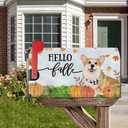 Hello Fall Corgi Dog Pumpkin Mailbox Cover Magnetic Standard Size 21x18 Inch Autumn Decorative Post Letter Box Wrap Decor Garden Yard Decoration