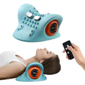 2026 Upgraded 3-in-1 Neck Massager, Portable Cervical Traction Device, 3 Heat Levels & 3 Vibration Modes, Ergonomic Support for Neck Pain Relief & Muscle Relaxation, Home & Office Use