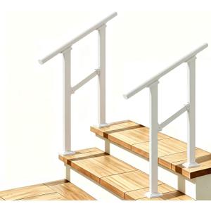 Hand Rails for Outdoor StepsStair Handrail & Indoor Stair Railing KitRailings for Outdoor Steps for Fence & Outdoor Steps (2, White-Straight, 2 Step)