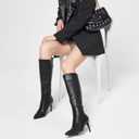GENSHUO Women’s Stiletto Knee High Boots 3 Inch Closed Pointed Toe Boots High Side Zipper Heels Long Comfortable Sexy Daily Party Wear