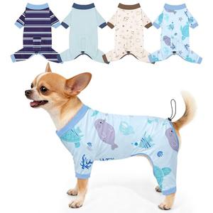 Bienbee Dog Pajamas, 4 Pack Dog Recovery Suit Shedding Suit Cute Soft Puppy Clothes Dogs Pjs Onesies Jammies Adjustable Breathable & Stretchy Clothes for Small Medium Large Dogs Girl Boy Puppy-S
