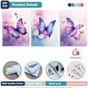 ARTZGX 3 Piece Purple Butterfly Canvas Wall Art Butterfly Pictures Wall Decor Watercolor Painting for Girls Room Decor Frame(Pink 12x16inchx3P (30x40cmx3P))