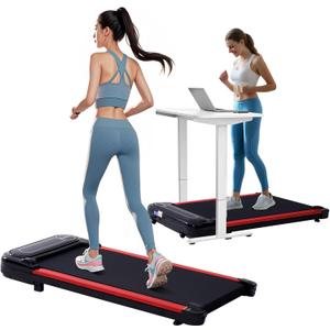 Under Desk Treadmill for Home Small, 2.5HP Portable Electric Treadmills for Small Space, Home Small Treadmill with Remote Control, Compact Walking Pad Treadmills, 220LBS Capacity (red)