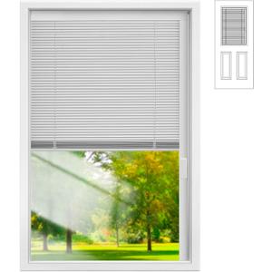 Universal 22" x 36" Low E Entry Door Clear Glass Insert, Raise & Lower Blind Glass & Flat White Frame - Easy to Install, Use and Maintain - Innovative Window Shades Protected Behind Tempered Safety