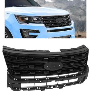 HECASA Front Upper Grille Compatible with 2016-2017 Ford Explorer Replacement for FO1200578 FO1200577 FO1200579 Bumper Grill Assembly Black