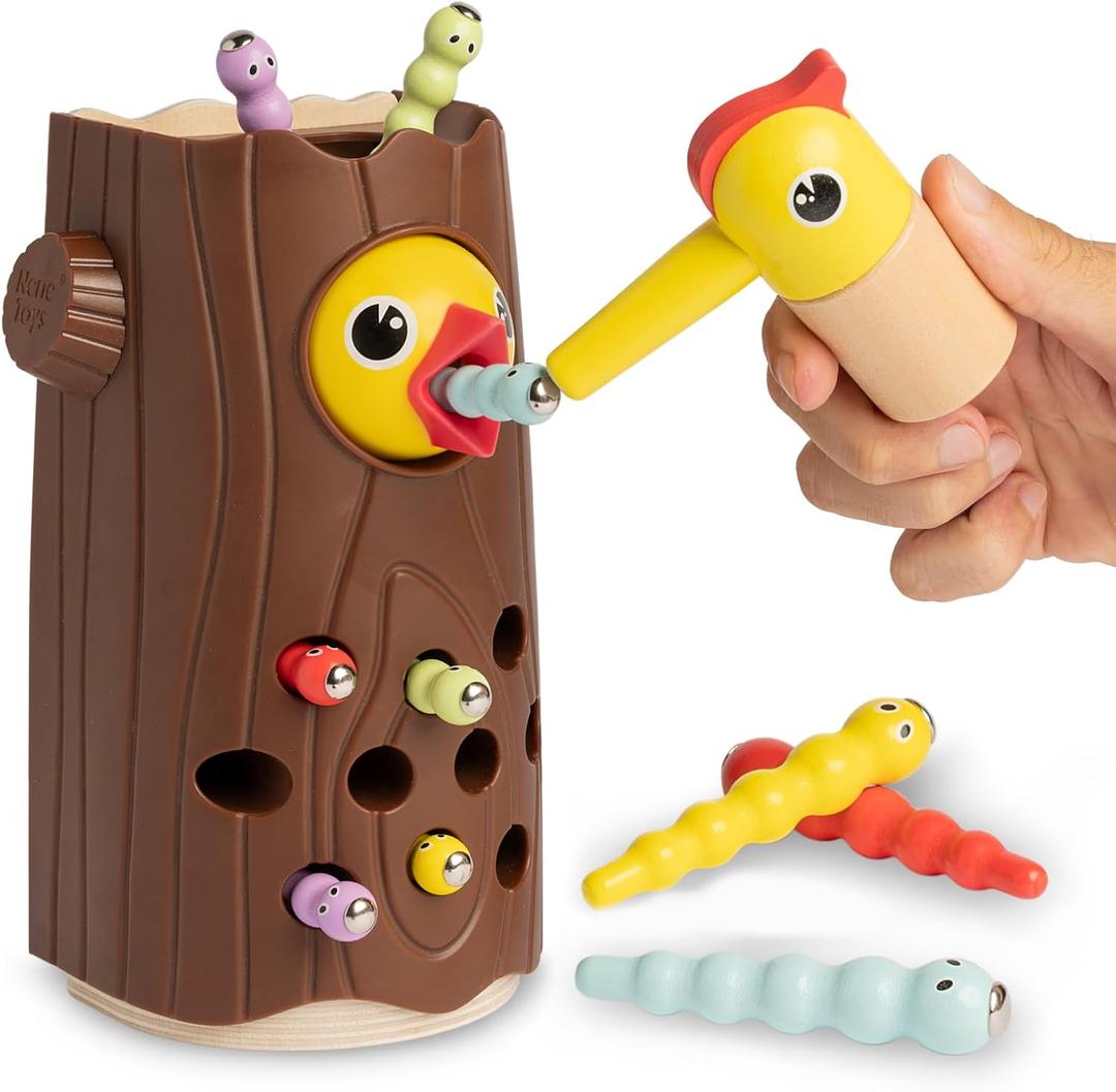 Nene Toys Little Woodpecker  Montessori Magnetic Toy for Toddlers 2-4  Educational Toy for 2 3 Year Old Kids  Fine Motor Skills Learning Game  Gift Idea for Boys Girls Age 2-3