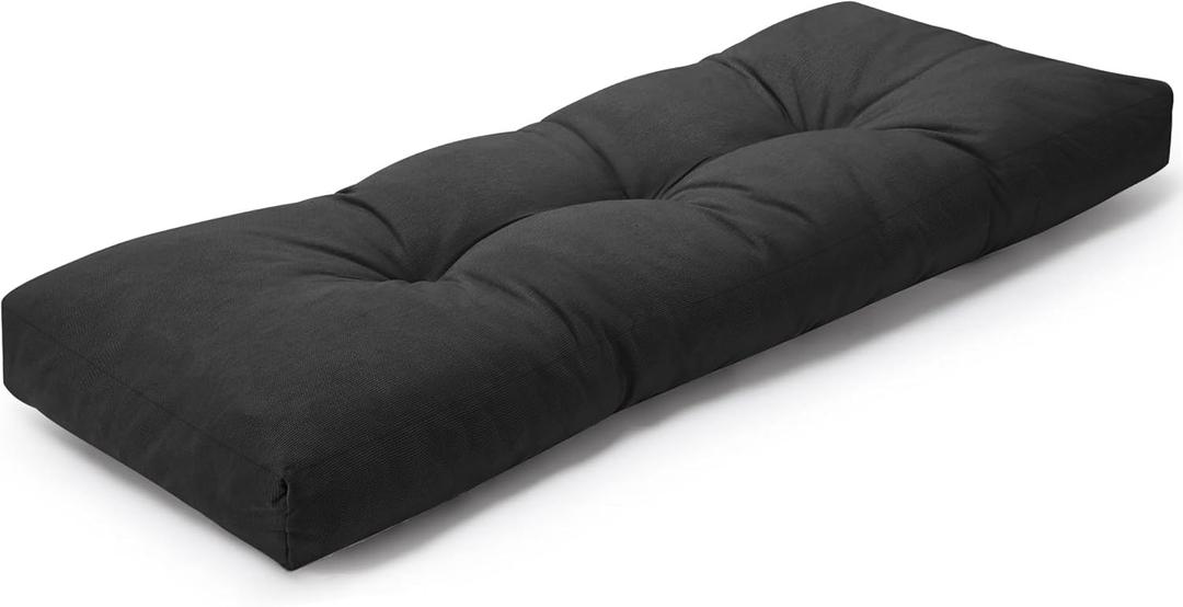 Indoor Bench Cushions, Tufted High-Density Foam Cushions for Indoor Furniture, Soft Bench Seat Cushion with Non-Slip Bottom, 42" X 16" X 4 (Black)