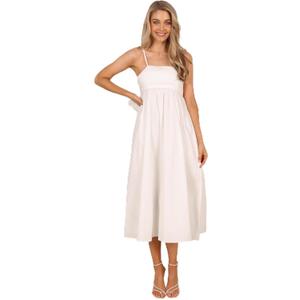 Petal & Pup Women's Alice Bow Back Midi Dress (Small, White)