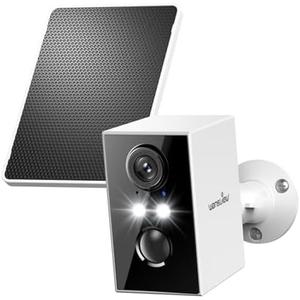 wansview Cameras for Home Security-2K WiFi 6 Outdoor Camera Wireless with Solar/Battery Powered and Color Night Vision, AI Motion Detection, IP65 Waterproof, 2.4GHz WiFi Only, Alexa, A1 1P White