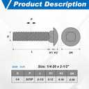 Zonon 50 Sets 1/4-20 x 2-1/2" Stainless Steel Carriage Bolts and Nuts Kit Round Head Square Neck Carriage Bolts Screws and Hex Nuts and Flat Washers, Stainless 18-8 Full Thread Coverage (Silver)