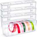 Ribbon Organizer Storage Craft Ribbon Holder Plastic Craft Room Organization for DIY Tape Sewing Spool Flower Shop Art Gift Wrapping Supplies (4 Pcs)