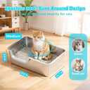 Stainless Steel Litter Box with High Sides,Metal Litter Box with Low Entry for Kittens & Senior Cats,Large Cat Litter Boxes,19.6" L X 13.7" W X 5.9" H,Non-Sticky,Easy to Clean (Left Entry)